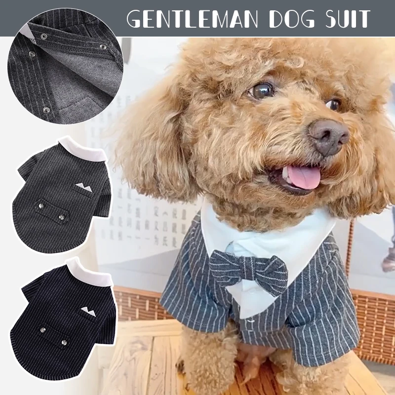 

﻿Gentleman Dog Clothes Wedding Suit Formal Shirt For Small Dogs Bowtie Tuxedo Pet Outfit Christmas Costume For Teddy Pomeranian
