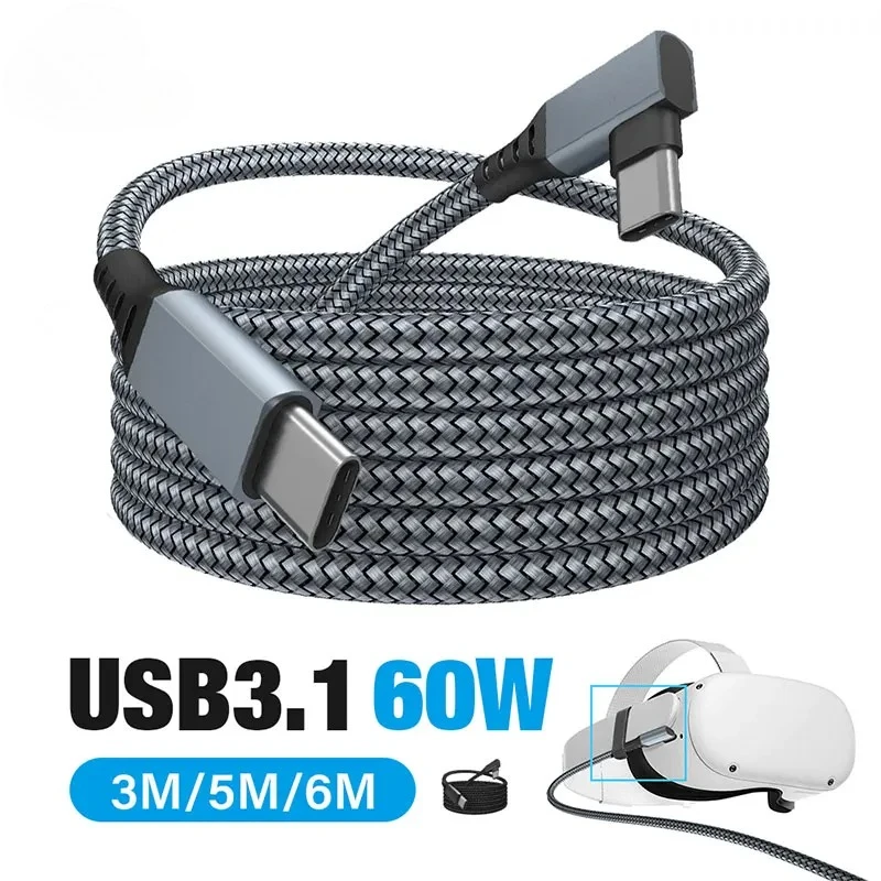3M 5M 6M Data Line Charging Cable for Meta Quest 3 2 Pico4 3.0 USB Cable Type C Data Transfer USB-A to Type-C Cable for VR Phone