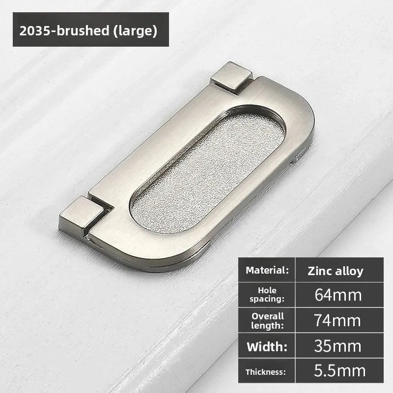 Brushed Silver Recessed Hidden Cabinet Pull Handle Modern Minimalist Flush‑Mount Knob Drawer Shoe Wardrobe Cupboard