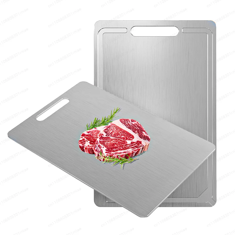 Trend 2026 New Double Sided Sustainable Stainless Steel Cutting Board Lightweight Dishwasher Safe Portable Handle