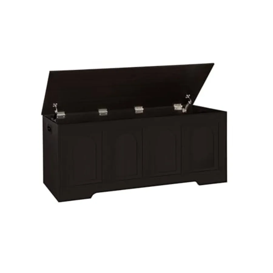 Storage Chest, 47.2"Wooden Storage Box with 2 Safety Hinges, Entryway Shoe Bench with Flip-Top, Large Trunk for Living Room, Be