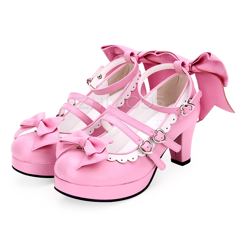 Nowe Japońskie Lolita Buty Damskie Dziewczęce Księżniczki Słodkie Buty na Obcasie z Kokardką Anime Cosplay Buty Rozmiar Europejski 35-47