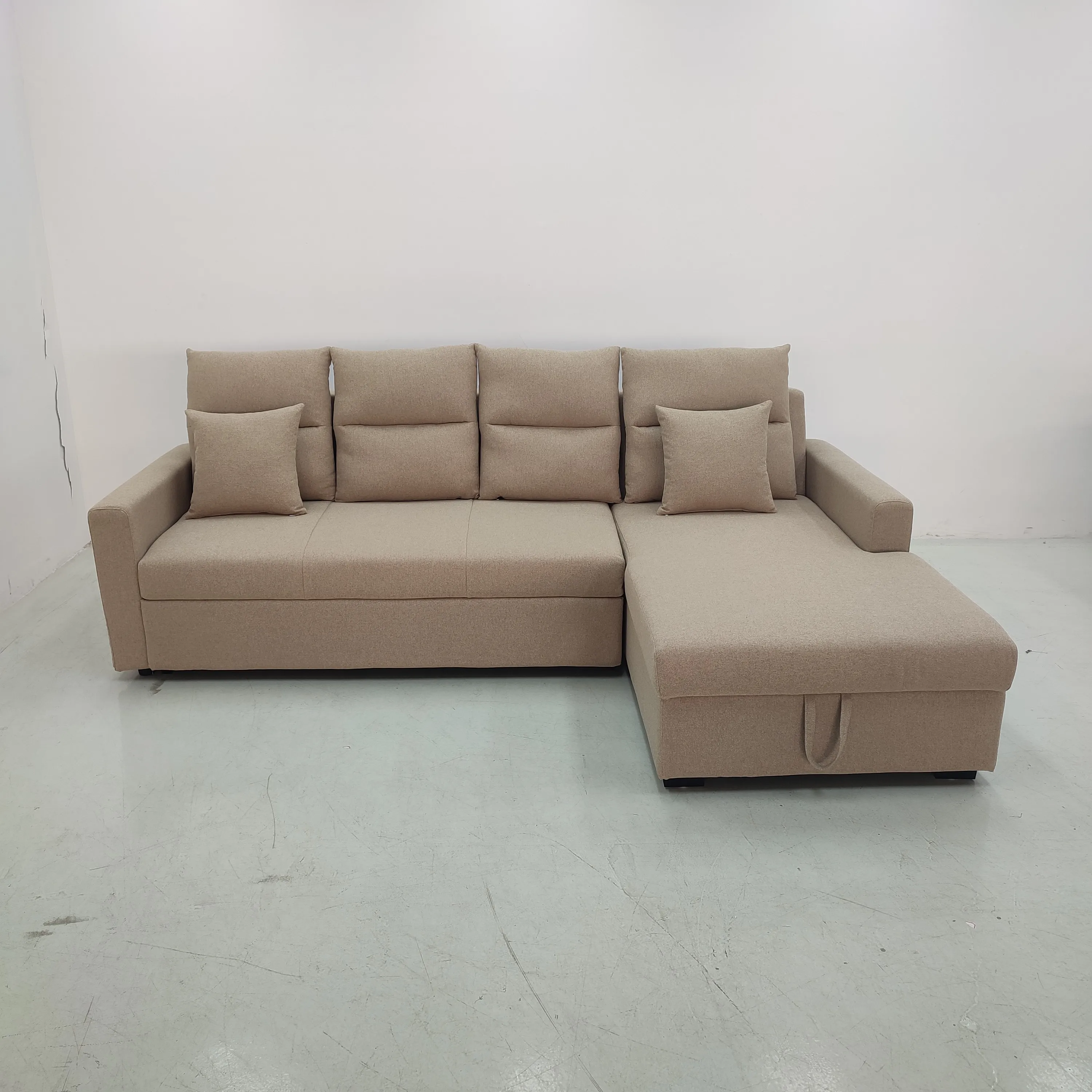 Multi-functional Fabric Sofa Bed 3-Seater Sectional Sofa Hidden Storage and Easy to Convert