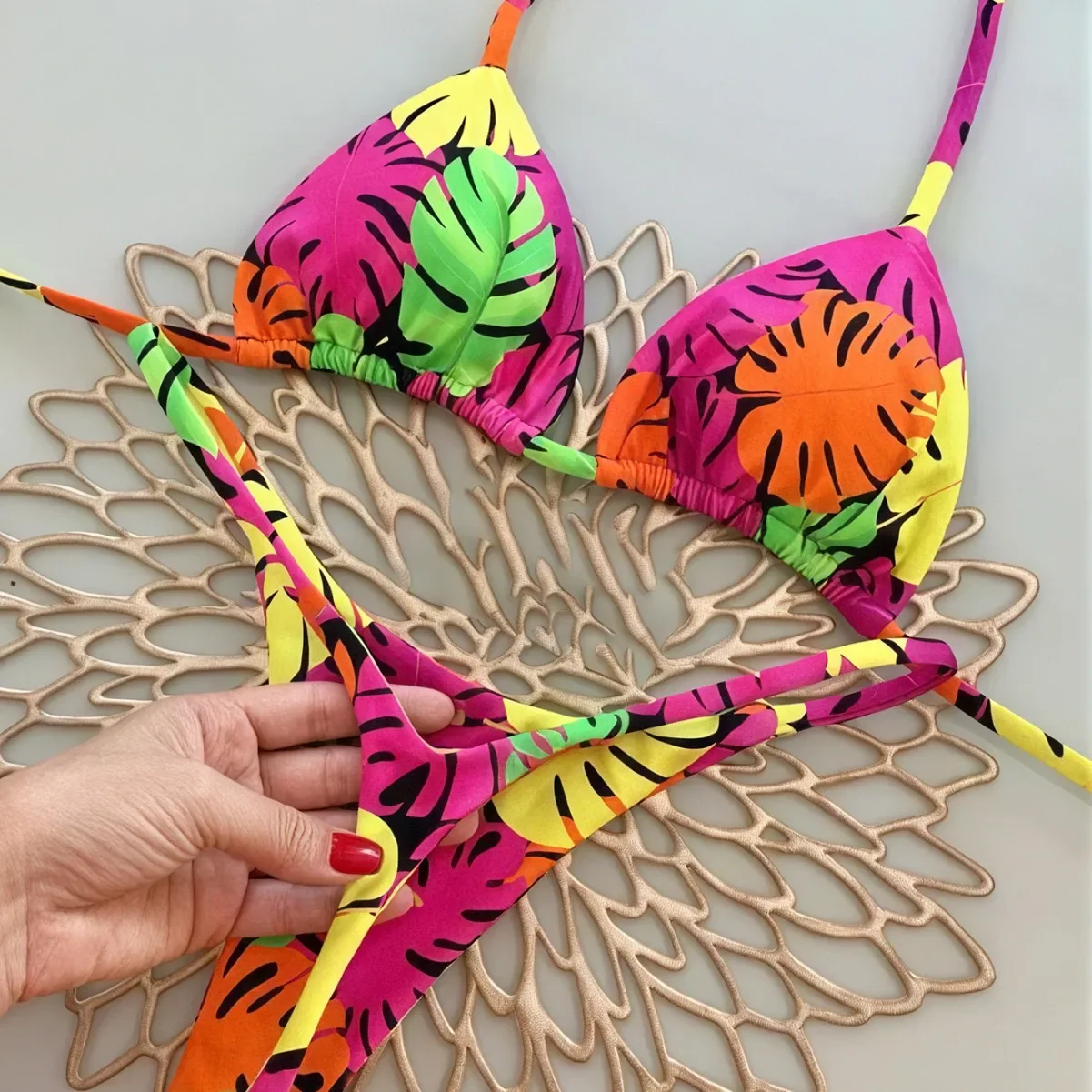 مثير مثلث بيكيني رفع البرازيلي ملابس النساء زيبرا الجلد طباعة التعادل سلسلة البيكينيات ملابس السباحة ثونغ لباس سباحة Biquini #1