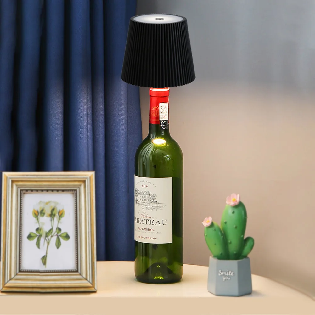 Lampe LED Bouteille de Vin Sans Fil, Rechargeable, Gradation en Continu, 3 Lumières, pour Document, pour Salon, Chambre à Coucher