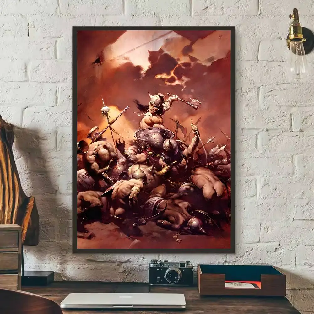 ملصق فني من Frank f-Frazetta عالي الدقة لديكور المنزل على الحائط اللاصق المقاوم للماء وغرفة المعيشة المنزلية والديكور الجمالي #5