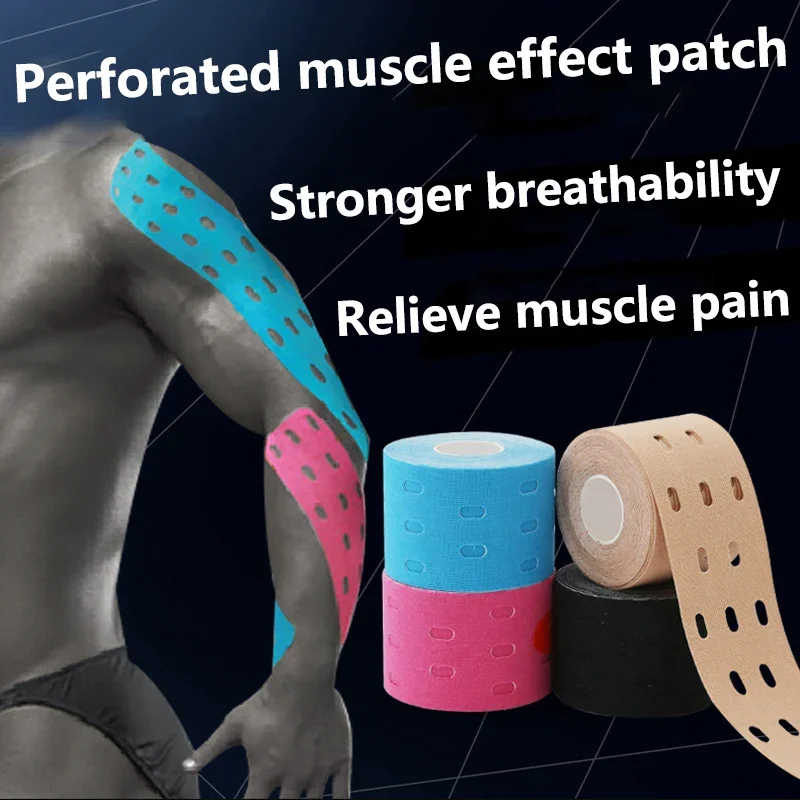 5cm Perforated Kinesiology Elastic Adhesive Tape Cotton Muscle Protection Athletes Breathable Gym Sports Glue Knee Protector