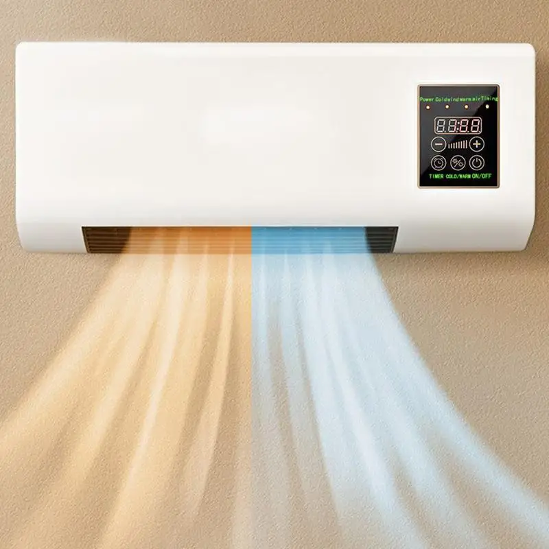 Wall Mounted Dual-purpose Fan LED Display Wall Mounted Fan Quick-heating Fan Smart Household Mute fan with Remote Control