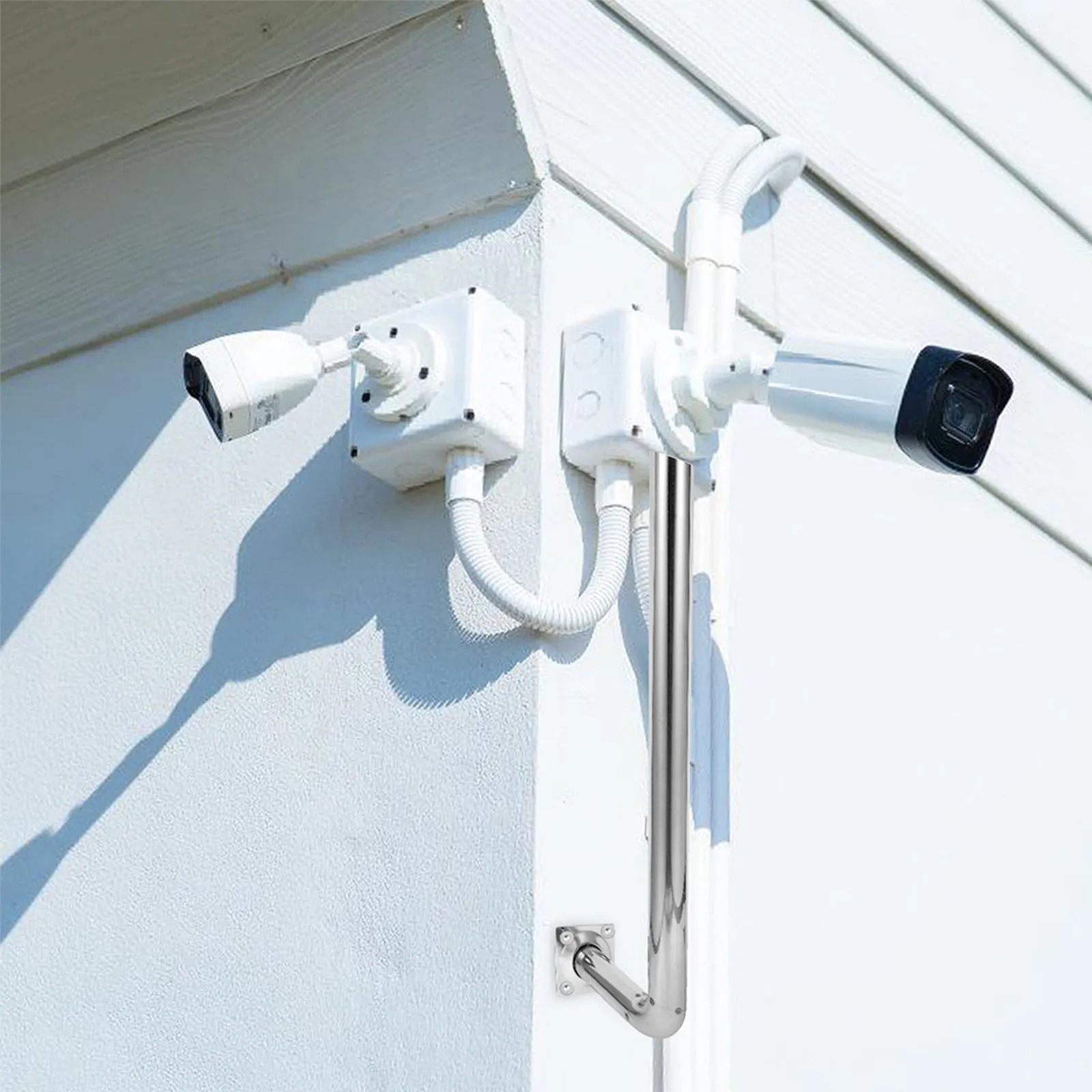 2Pcs Stainless Steel Infrared Beam Bracket Outdoor Wireless Bridge Bracket Wall Mount L-Shaped Pipe Mount for Antennas Cameras