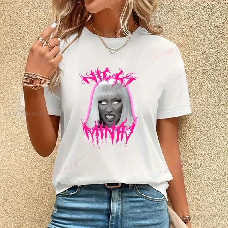 Rapper NICKI MINAJ Classic Poster Printed Women's Shirt, Everyday Casual Streetwear, Spring/summer Cotton 0 Neck T-shirt