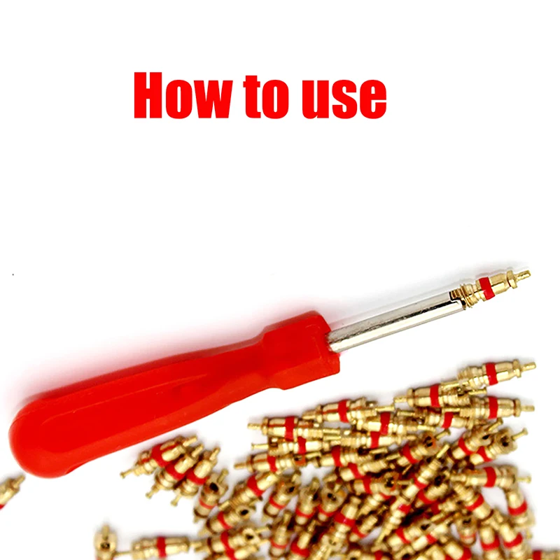 100PCS Copper Valve Core Car Motorcycle Bike Tire Valve Core US Vacuum Tyre Valve Stems Core Remover Bicycle Auto Accessories