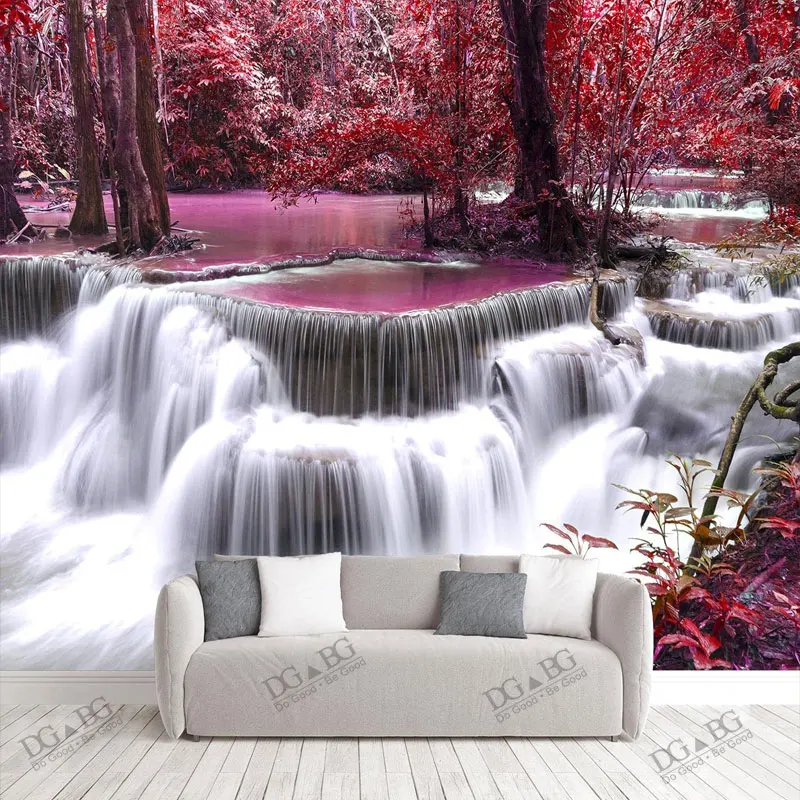 

Fabric Wallcovering Custom Mural Wall Cloth Covering Water Flowing Waterfall Background Decoration Paintings Wallpaper for Print