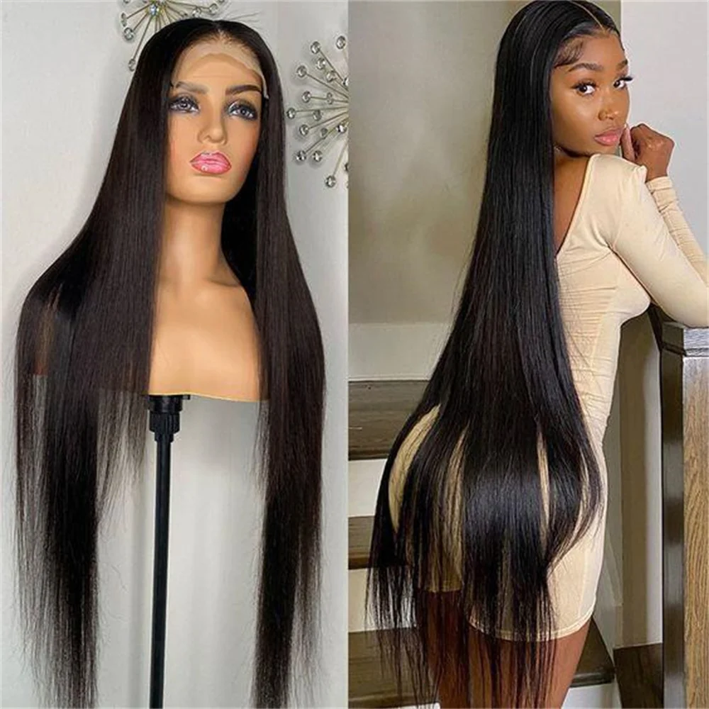 Long Soft 5x5 Silk Base Silky Straight Natural Black 30