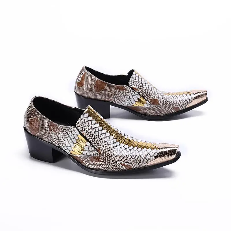 Italian Handmade Formal Men Shoes Snake Skin Fashion Party Leather Shoes Plus Size Club Dress Shoes Male Footwear Brogues