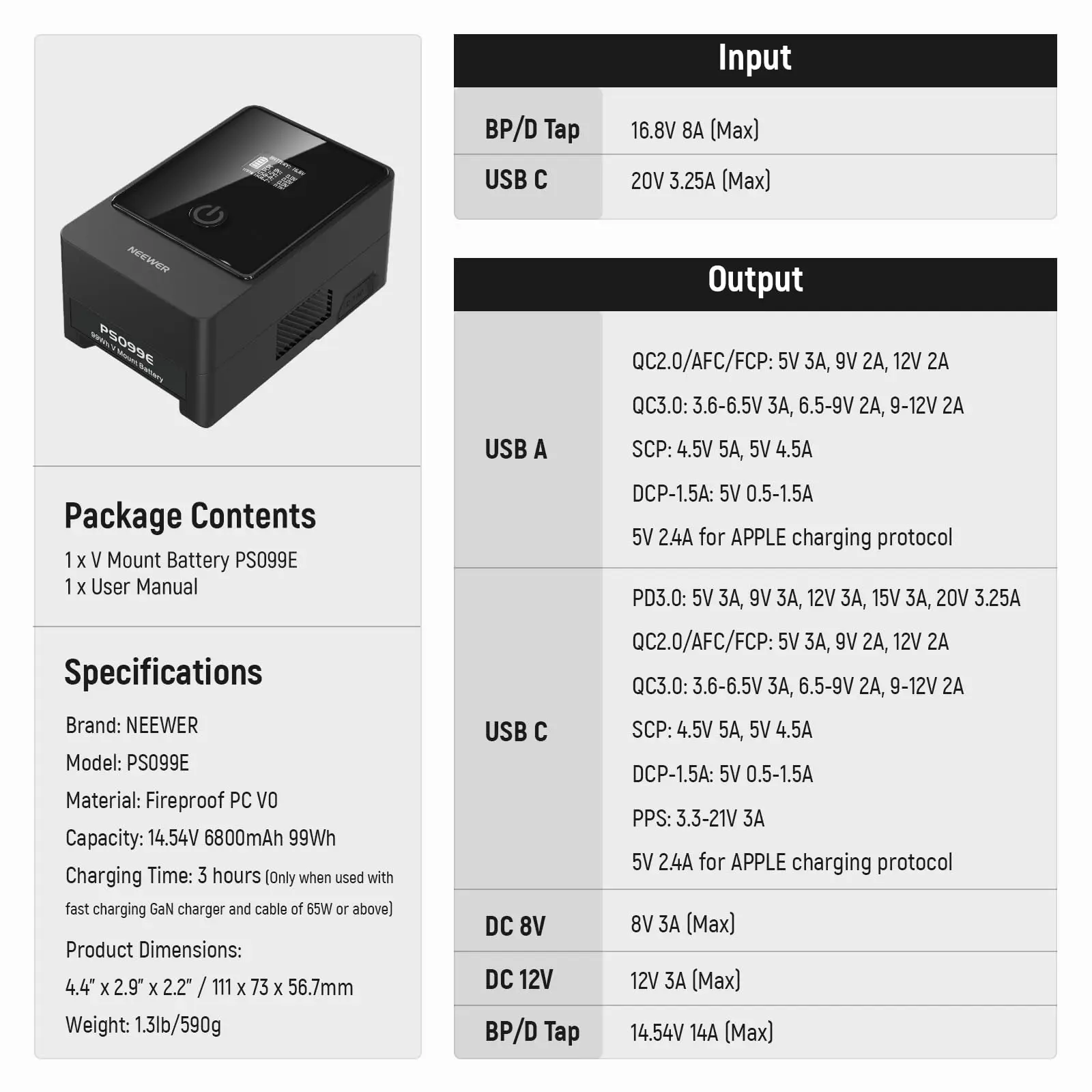 Photography Studio V Mount Battery NEEWER 6800mAh 99Wh 14.5V Mini V Mount Battery for  Digital Camera Laptops Phones