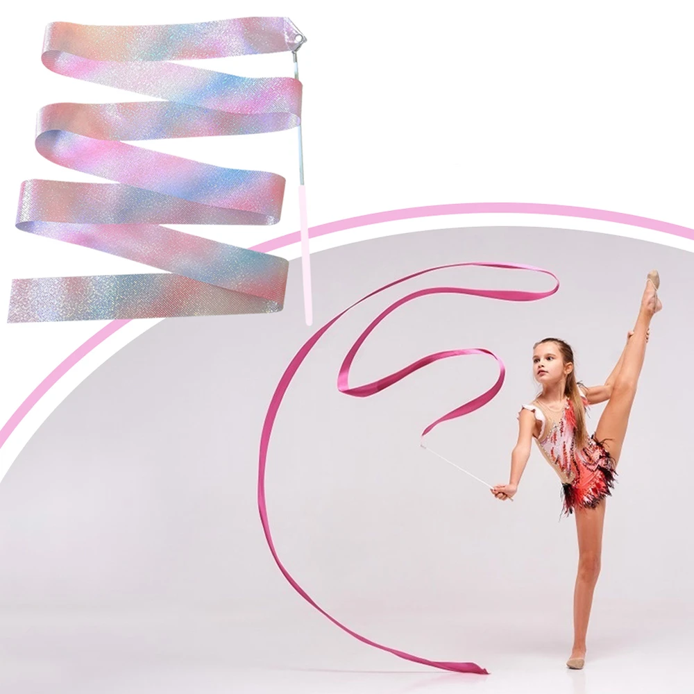 1pc 2/4m Dance ribbons Flash Artistic gymnastics Ballet props Performance ribbons Torsion bar Training equipment Gymnastics