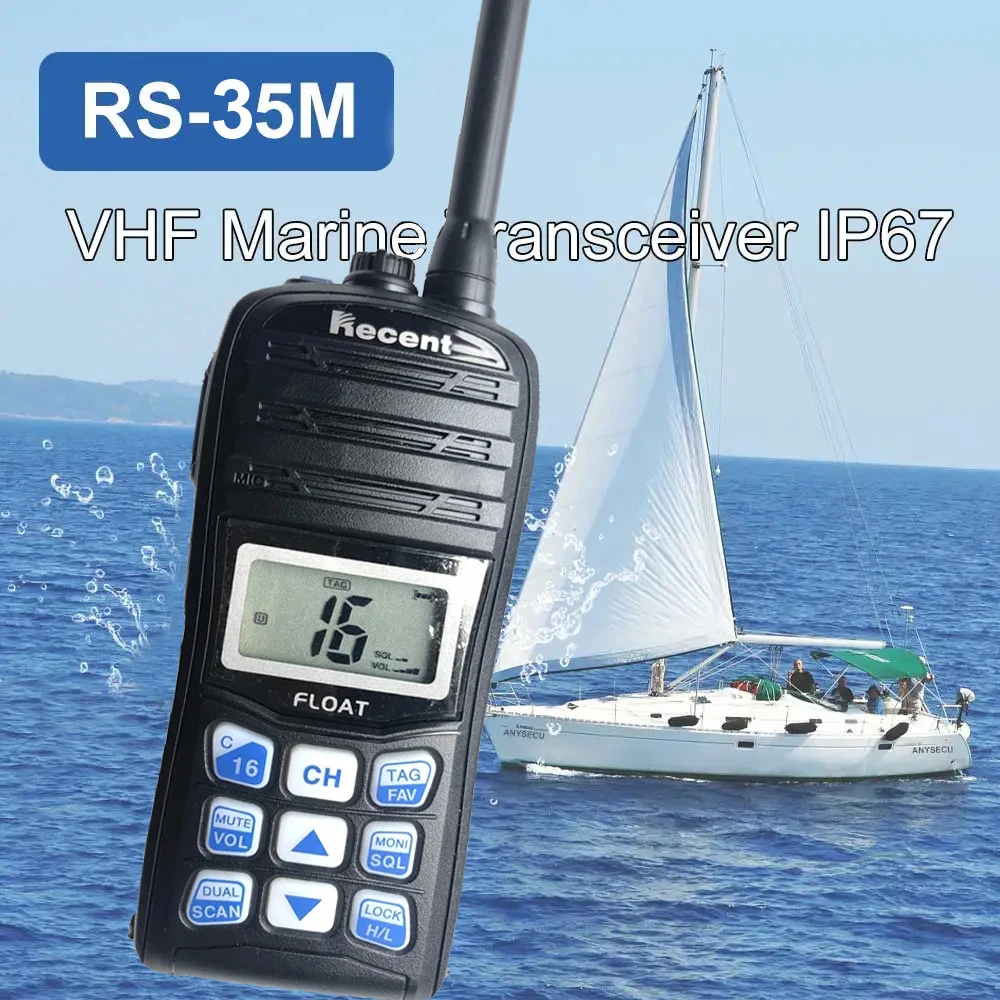 Gần Đây RS-35M VHF Mềm Đài Phát Thanh IP67 Chống Nước Quốc Tế Kênh Thời Tiết Kênh Nổi Bộ Đàm Tự Động Quét Portabl Đài Phát Thanh