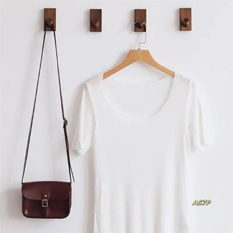 

Simple Solid Wood Hooks Clothes Hangers Bathroom Wall Hooks Bedroom Coat Storage Racks Home Towel Key Decorative Hooks