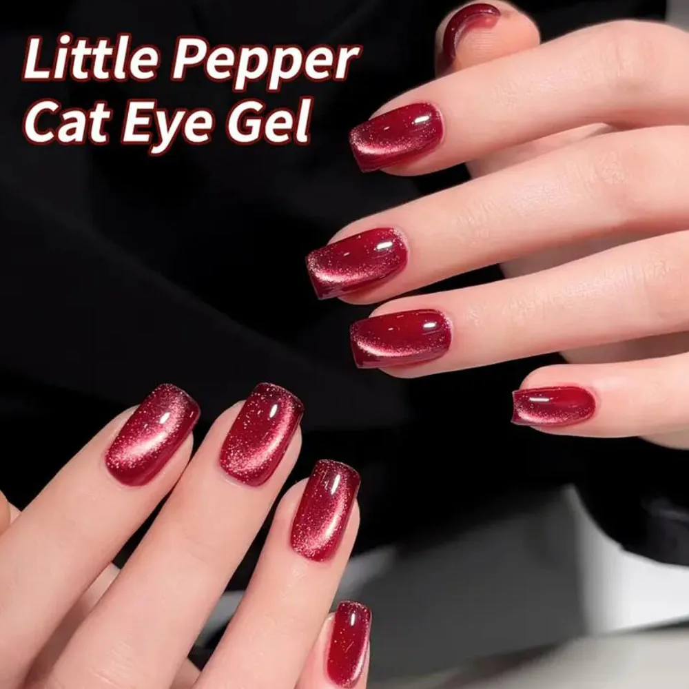 10ml Chili Red Cat Eye Gel Smalto per unghie Super Shiny Arcobaleno Perle di vetro Gatto Magnetico Gel per unghie Traslucido Soak Off Gel per Manicu