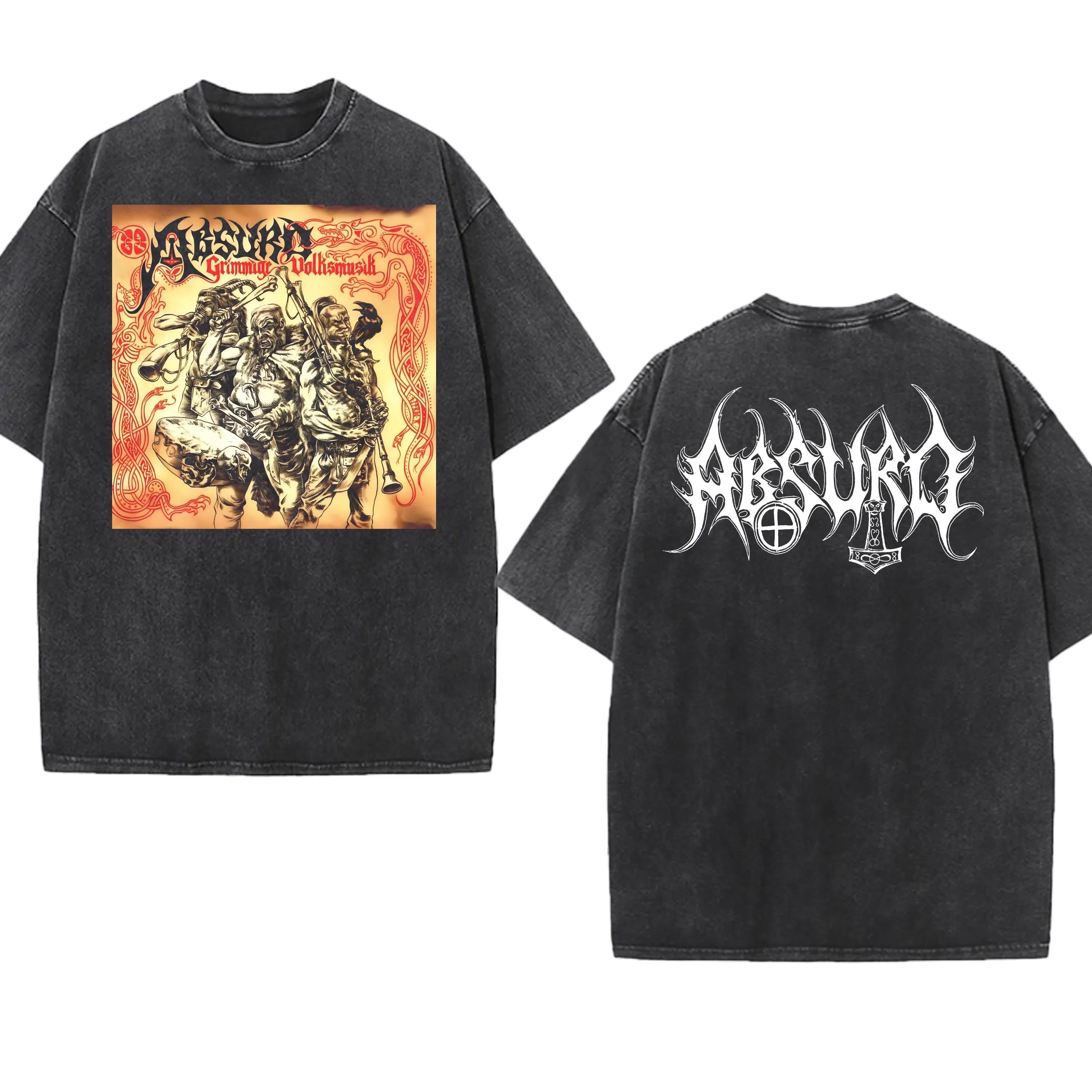 

Футболка Absurd Band, готический подарок, мужская одежда, винтажная футболка в стиле хип-хоп с графическим рисунком, уличная футболка с коротким рукавом