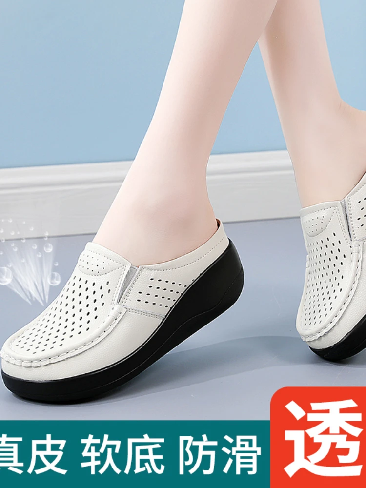 2022 Spring Autumn Women Flats Platform Loafers Ladies Genuine Leather Comfort Wedge Moccasins Orthopedic Slip On Casual Shoes