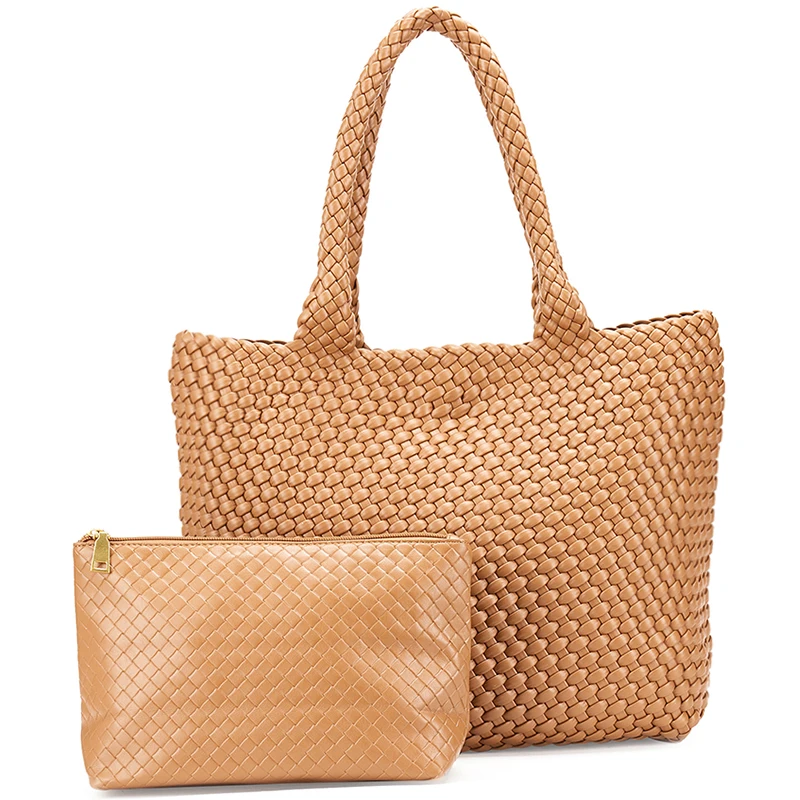 Woven Leather Handbags Large Woven Tote Bag for Women Fashion Woven Purse Vegan Leather Tote