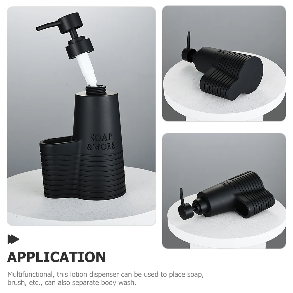 

Soap Dispenser with Cleaning Brush Black Resin Kitchen Bathroom Lotion Dispenser Container Refillable Bottle for Liquid Dish