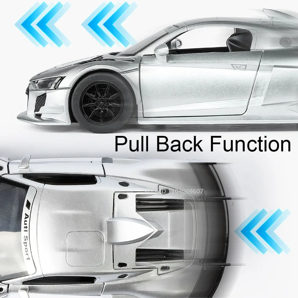 1:24 R8 LMS GT2 Q5 Model Speelgoedauto's Legering Diecast Geluid Licht Deur Geopend Trek Rubberen Banden Simulatie Voertuig voor Kinderen Geschenken