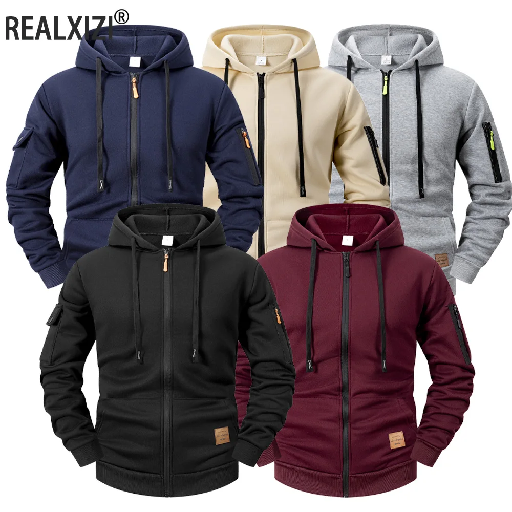 

Мужская спортивная куртка с капюшоном на молнии, уличная походная байкерская куртка, спортивная одежда, повседневное облегающее пальто с капюшоном для мужчин, куртки, уличная одежда