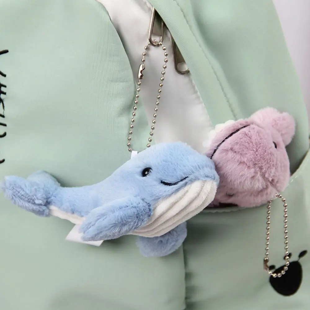 Lovely Cute Plush Stuffed Whale Keychain Cartoon Kawaii Cetacean Pendant Soft Toys Marine Organism Keyring Unisex