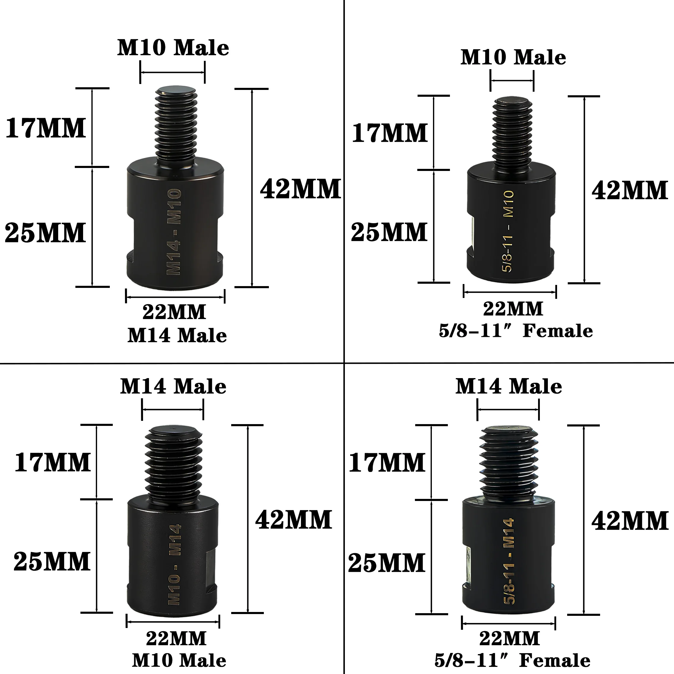 M14 5/8-11 M10 1/2-20 Thread Adapter Polished Arbor Connector For Angle Grinder Diamond Core Drill Bits Hole Saw Polishing Pad