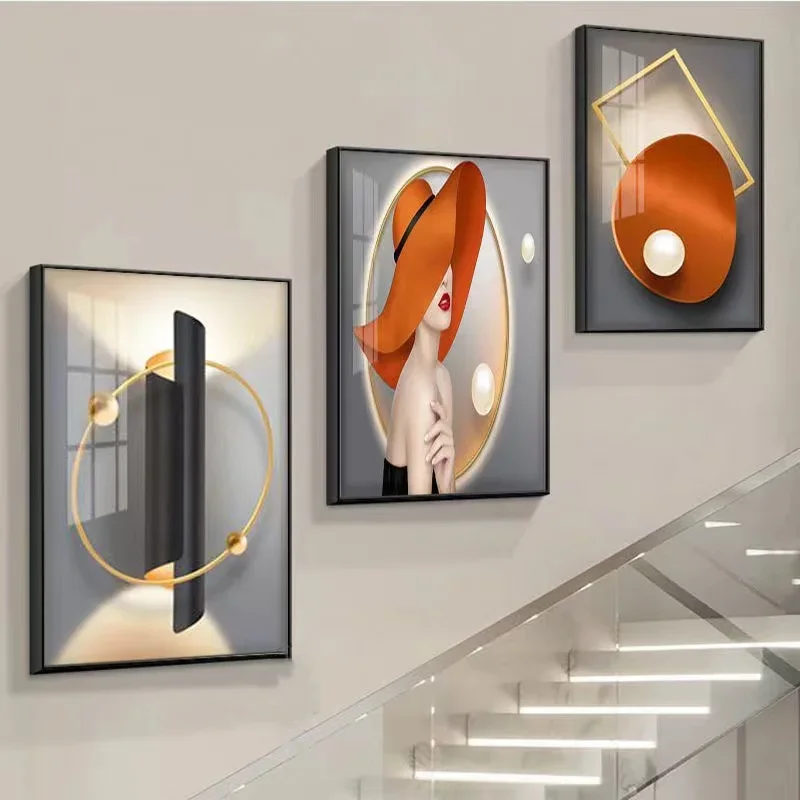 

-30x40 S3 Aluminum alloy frame glass Gallery hanging paintings wall decoration living room TV sofa background Crystal wall decor