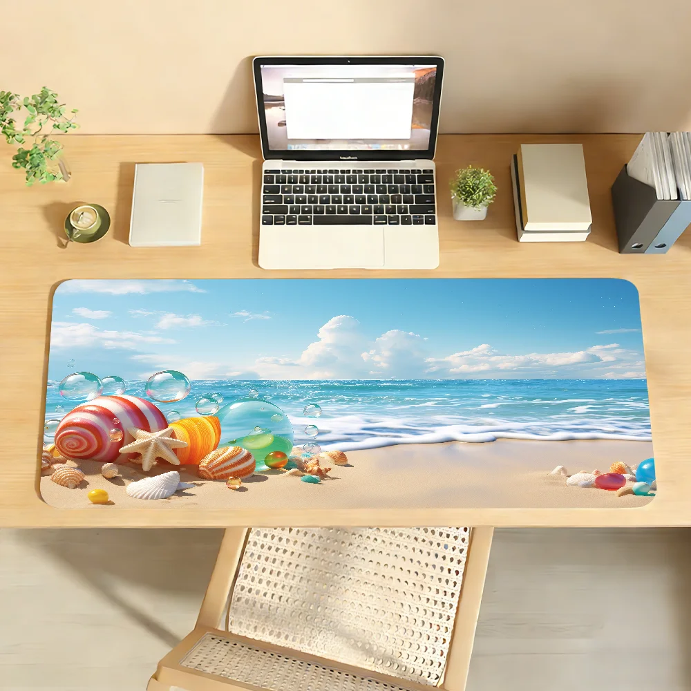 Seashell Beach Mouse Pad Non-slip Locking Edge DeskMat PC Laptop Accessories Rubber Office Keyboard Large Game XXL Carpet