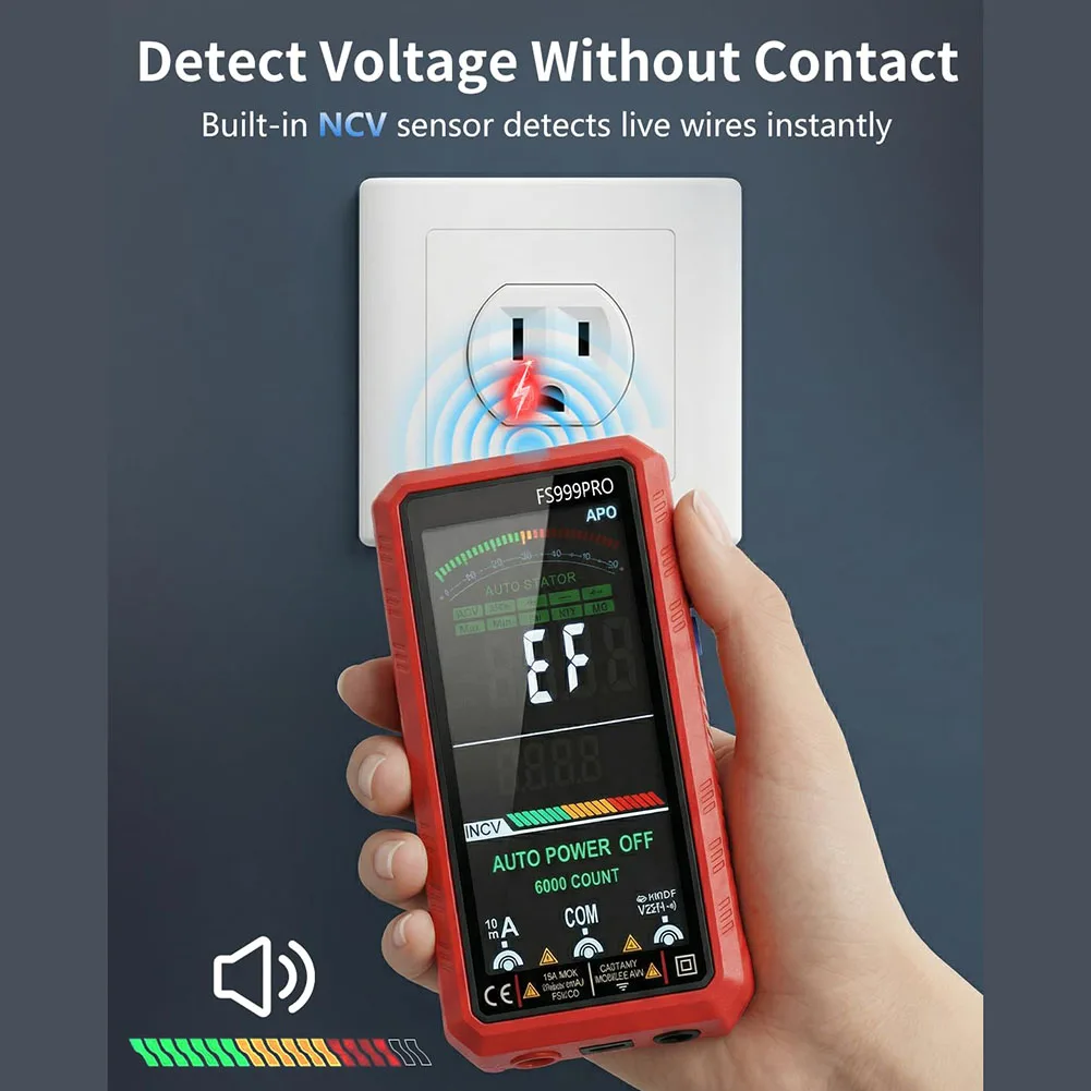 6000 Counts True for rms Digital Multimeter Auto Ranging USB C Rechargeable CAT III 1000V CAT IV 600V Compact Design
