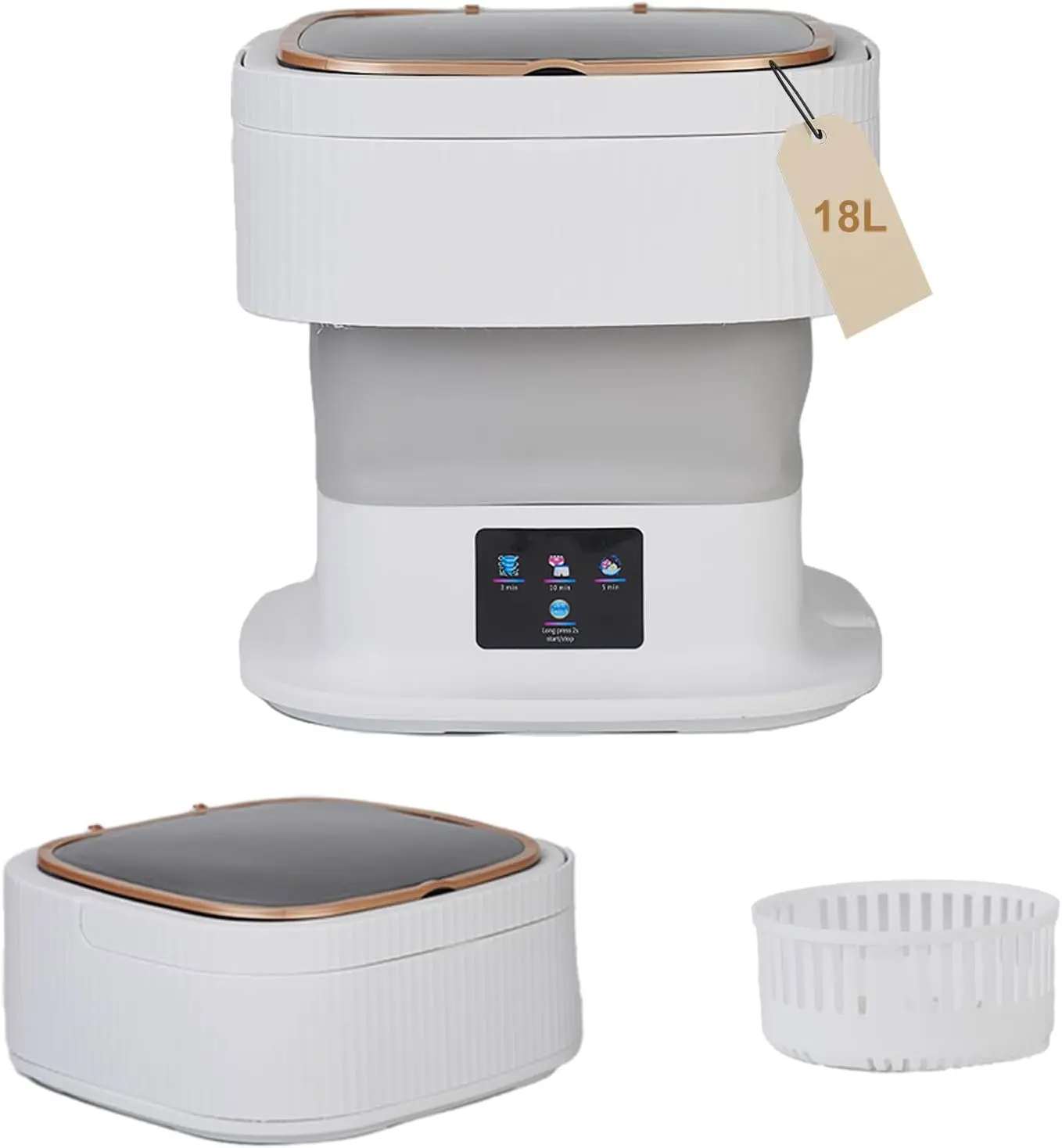 

18L Foldable Mini Washing Machine, 3-Mode Portable Laundry Washer for Clothes, Underwear, Apartments, Travel (Gray)