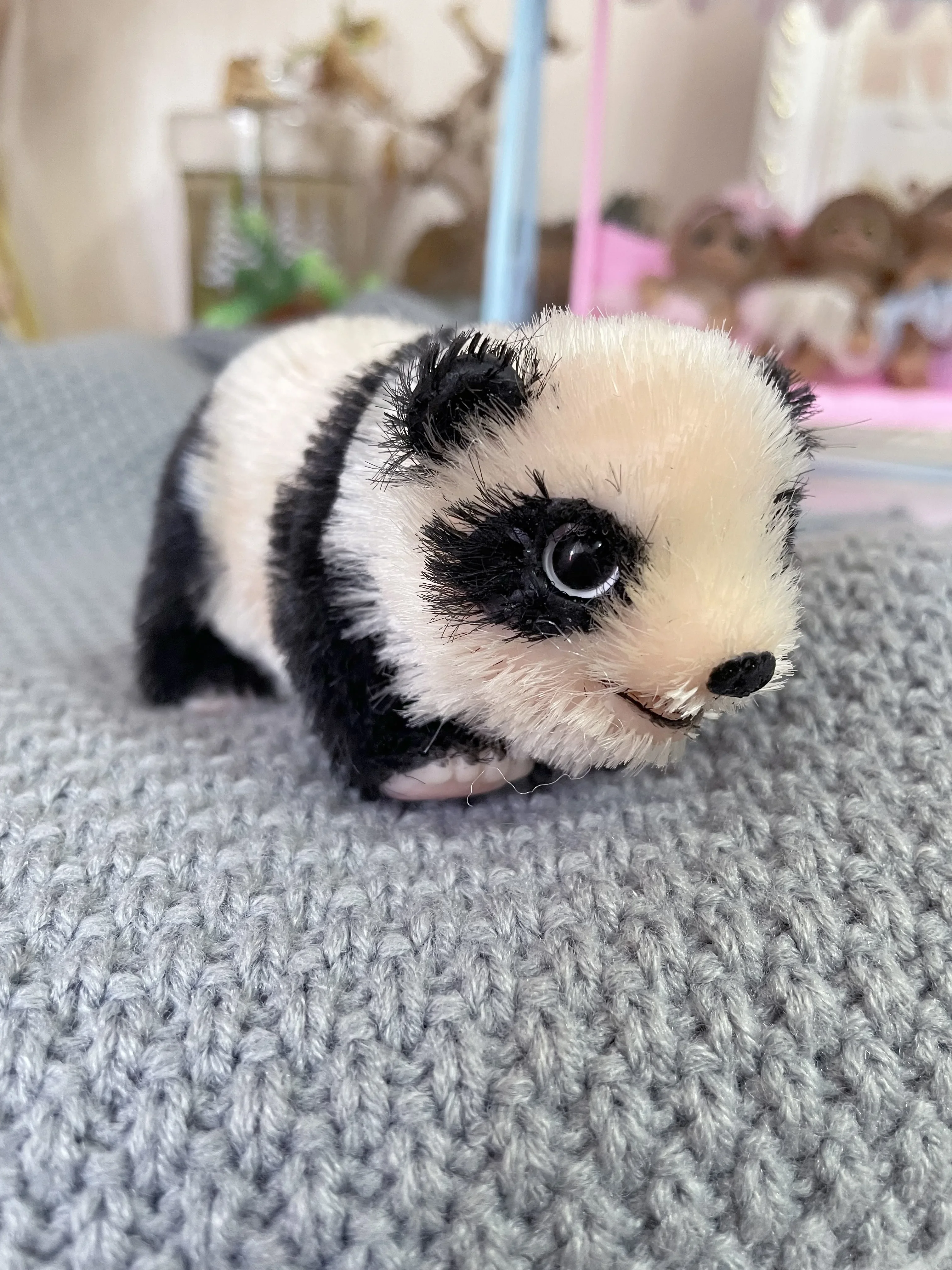 

5-дюймовый полноразмерный мягкий силиконовый новорожденный животный панда Милая панда волосы с ручными корнями настоящие Животные Детская игрушка коллекционный подарок