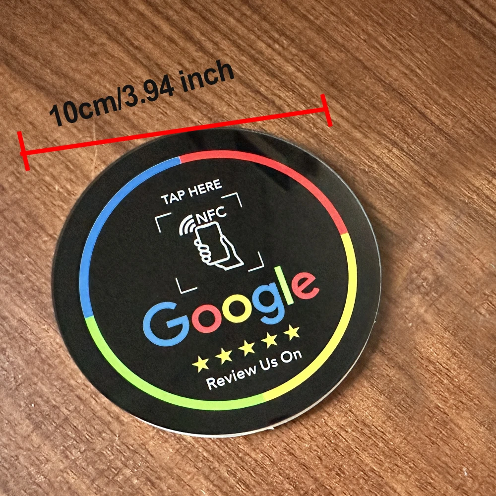 NFC215 Programmierbare Google Review Acryl-Aufkleberkarte, NFC-Stationstisch, 13,56 MHz, wasserdichter NFC-Ständer, Google Review Card