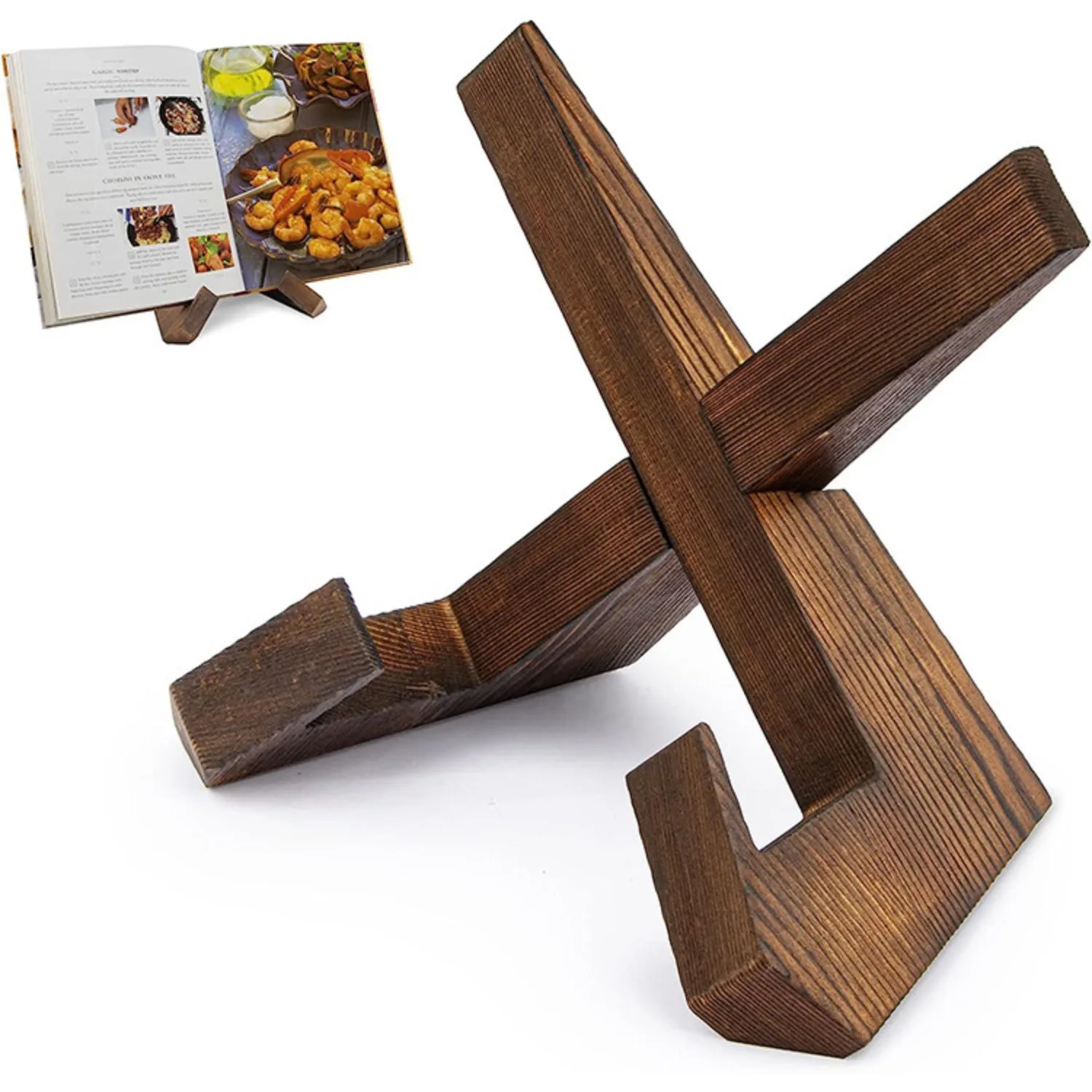 

Wooden Restaurant Home Recipe Rack, Kitchen Menu Display Rack, Study Desktop Reading Wooden Bookstand