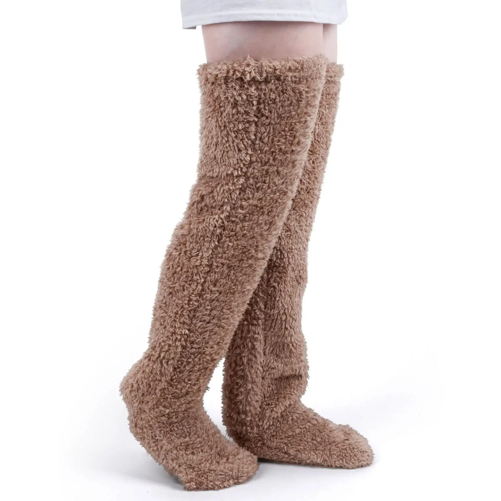 Thigh High Socks Over Knee Fuzzy Socks Boot Socks Stocking Legging Stocking Plush Leg Warmers for Office Living Room Women Kids