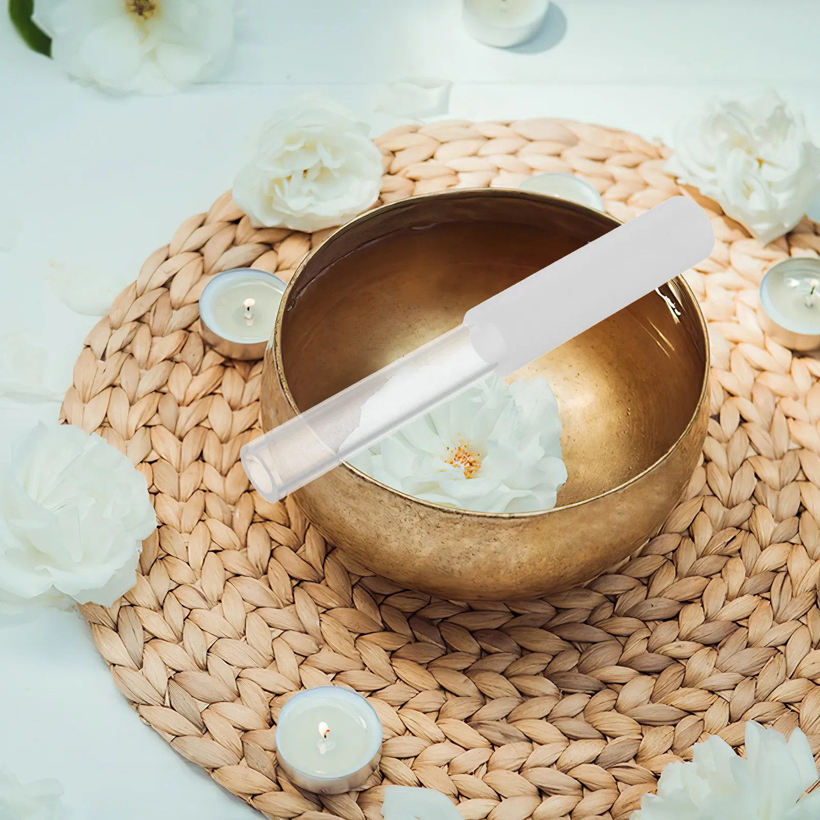 Hollow Acrylic Crystal Bowl Mallet with Enhanced Rubber Grip for Singing Bowls Sound Therapy Meditation Mindfulness Chanting