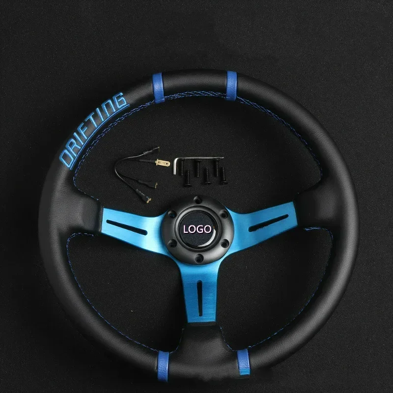 Automobile Refitted Racing Car 14 Inch MO Inner Diameter 350mm Leather PU New Leather Universal Steering Wheel