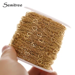 2 Meters Stainless Steel Heart Link Chains Bulk for DIY Jewelry Making Crafts Necklace Findings Handmade Bracelets Body Chains