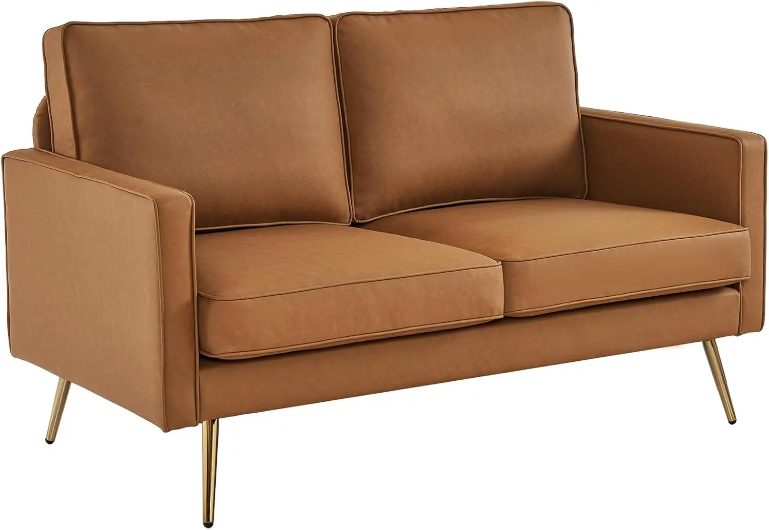 Vingli-Loveseat Moderno de Couro PU, Sofá Pequeno, Sofá Profundo, 2 Lugares, Sala de Estar, 56"