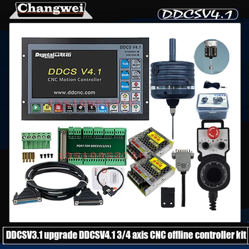 Ddcsv3.1 Upgrade Ddcsv4.1 4 Axis G Code Offline Cnc Independent Controller Mach3 3D Edge Finder E-Stop Mpg Handwheel 75W24V