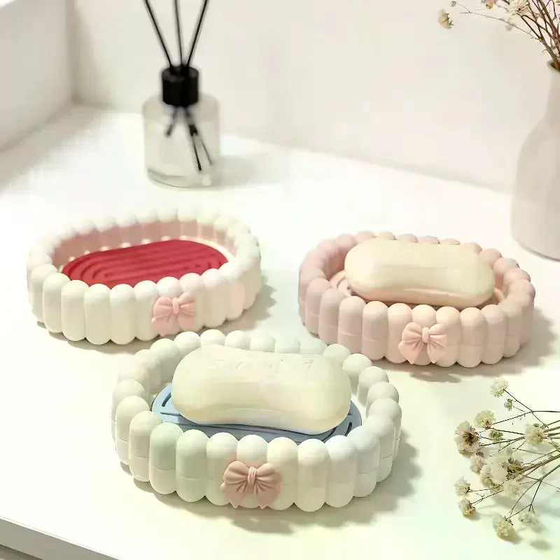 Ins High-end Feel Soap Box Bathroom Drain Soap Box Household Non Perforated Countertop Soap Storage Rack