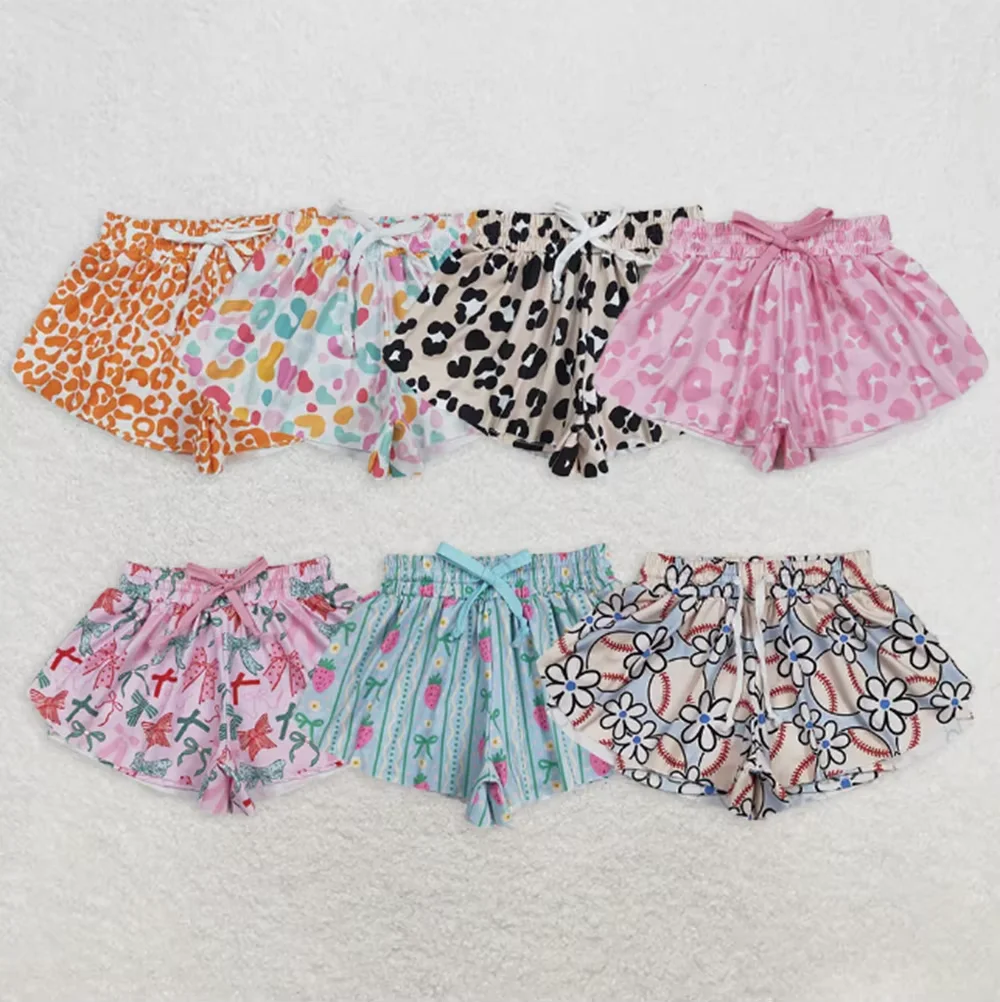 Spandex nylon Kids Girls Athletic Shorts Cute Prints Summer Fashion Butterfly Shorts Elastic Waist Kids Yoga Sports Flowy Shorts