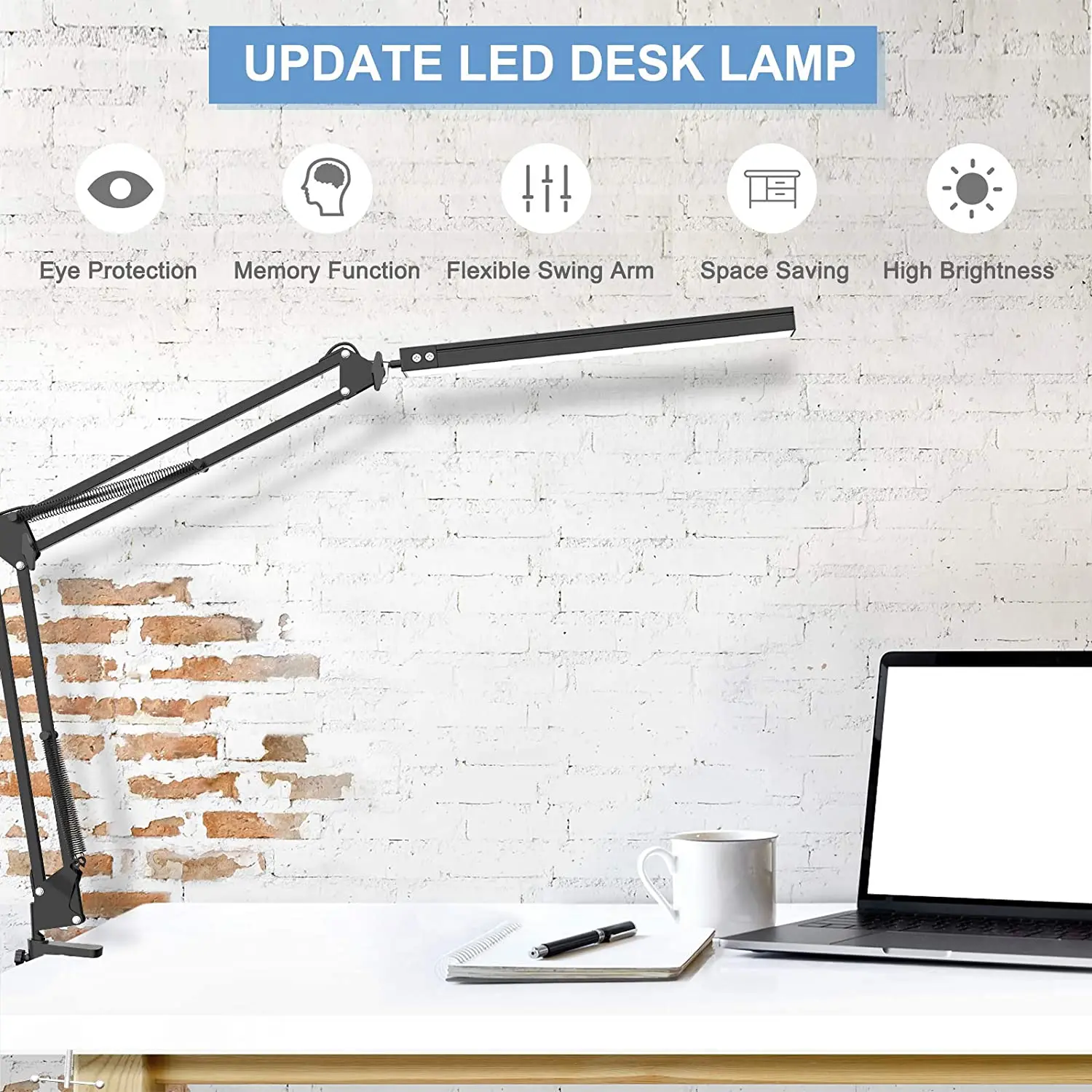 LED لمبة مكتب العناية بالعين قابل للتعديل سوينغ الذراع مصباح الطاولة مع المشبك أضواء القراءة ضوء الليل لدراسة القراءة مهمة العمل/Offi