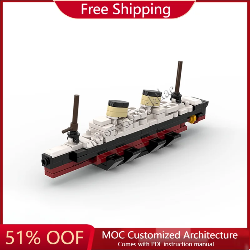 

95 PCS MOC Exquisite Mini Battleship Technology Modular Building Block Model Educational DIY Assembly Toy for Boy Birthday Gift