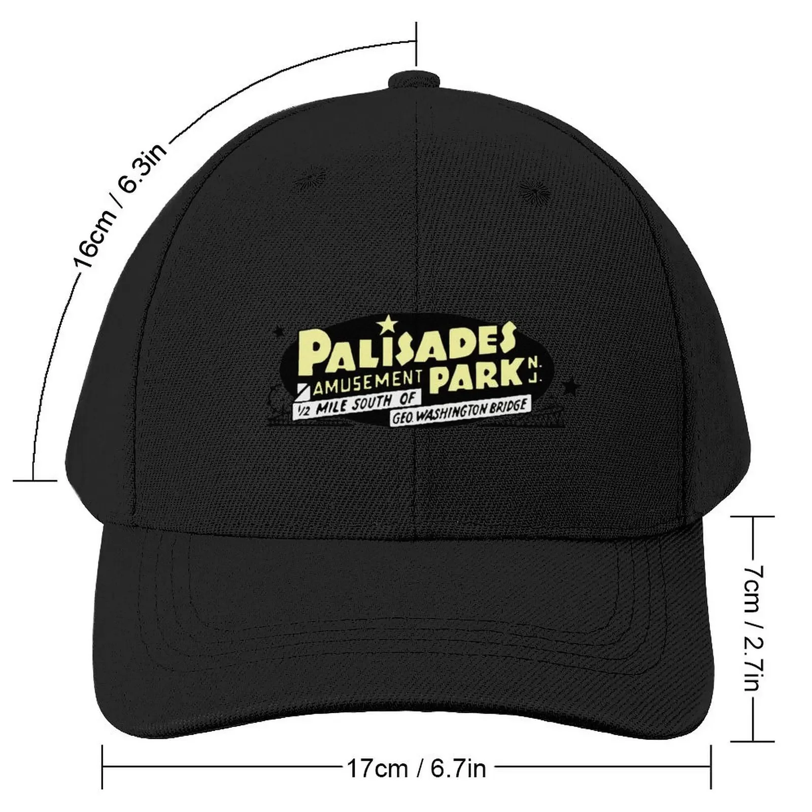 Palisades Amusement Park New Jersey Retro Vintage Logo Design Baseball Cap foam party Hat Rave Mens Women's