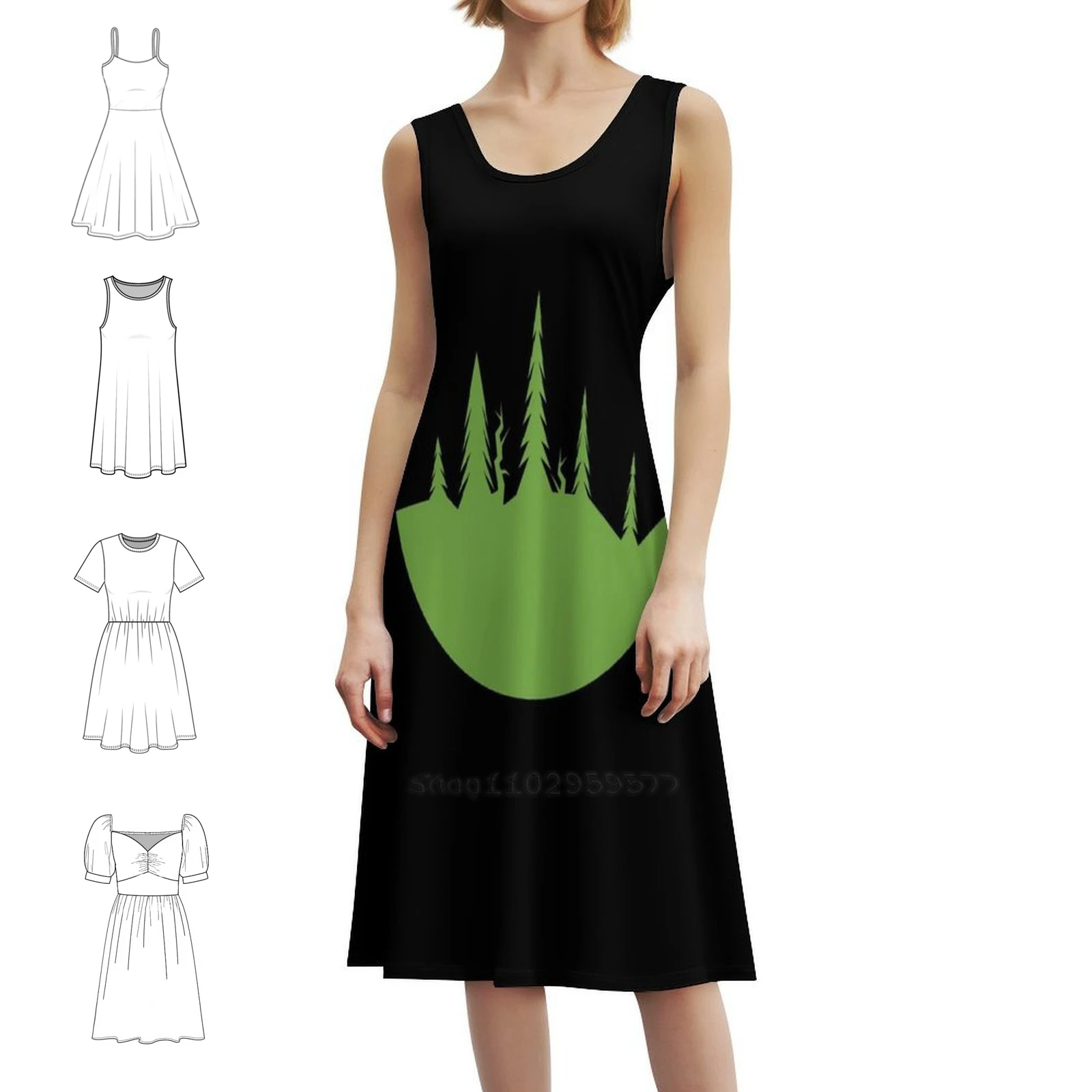 فستان Forest Fishbowl Bright Ii بخط عنق على شكل قلب، فستان أنيق للحفلات الصيفية للنساء، الغابات الأرضية، الحفاظ على البيئة الطبيعية #1